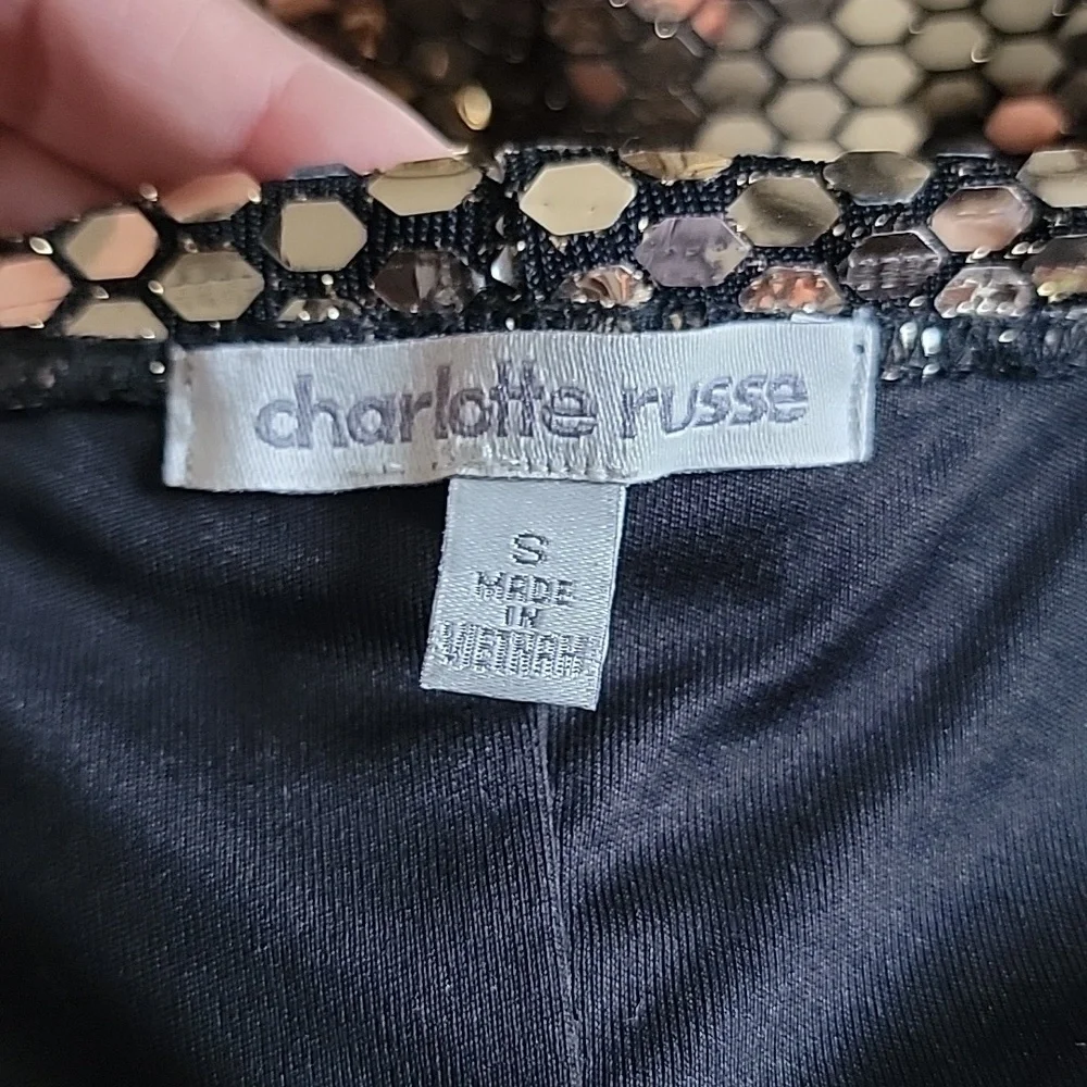 Charlotte Russe Gold and Black Sequin Midi Dress Size S - Picture 3 of 6